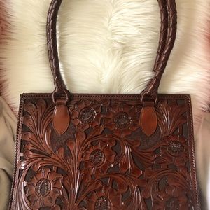 Handtooled Leather Tote by Heritage Boot Co